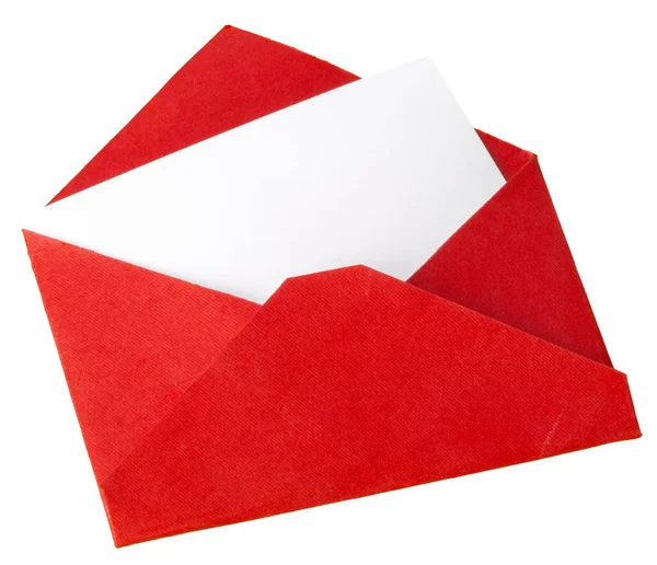 Close Van Een Witte Nota Papier Envelop Witte Achtergrond — Stockfoto
