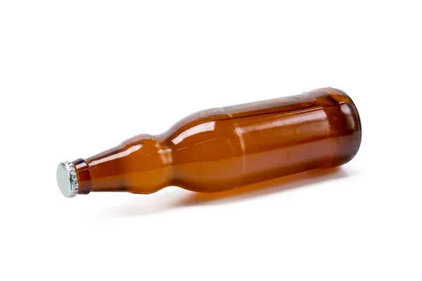 Fles Bier Witte Achtergrond — Stockfoto