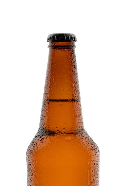 Fles Bier Witte Achtergrond — Stockfoto