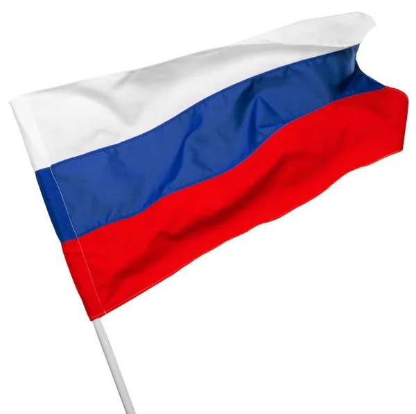 Bandera Rusia Ondeando Sobre Fondo Blanco —  Fotos de Stock
