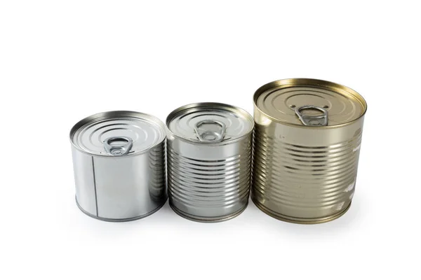 Close Metal Cans Isolated White Background — Stock Photo, Image