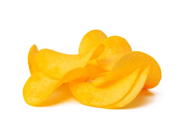 Gelbe Kartoffelchips Isoliert Auf Weißem Hintergrund — Stockfoto