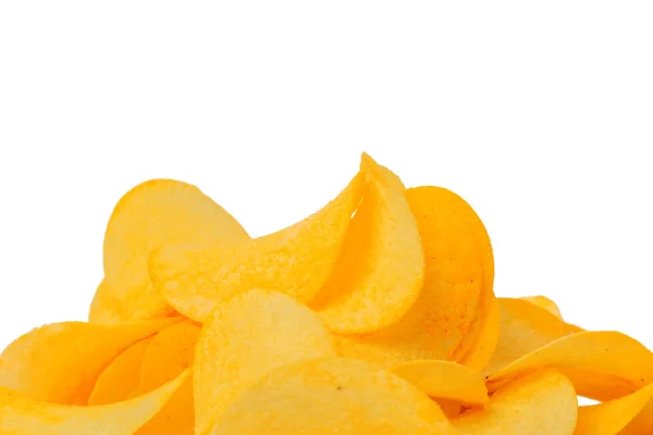 Gelbe Kartoffelchips Isoliert Auf Weißem Hintergrund — Stockfoto