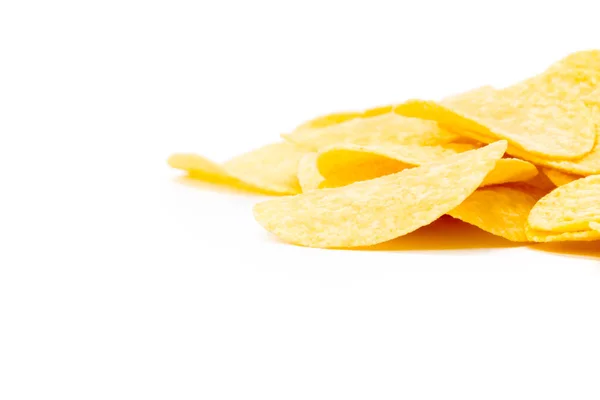 Gul Potatis Chips Isolerad Vit Bakgrund — Stockfoto