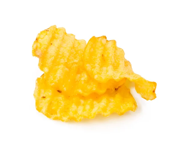Sárga Burgonya Chips Izolált Fehér Alapon — Stock Fotó