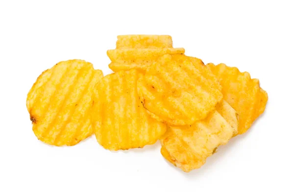 Gul Potatis Chips Isolerad Vit Bakgrund — Stockfoto