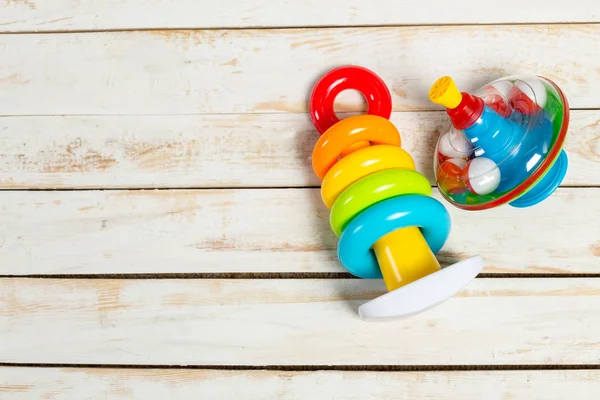 Blick Von Oben Auf Bunte Kinderspielzeuge — Stockfoto