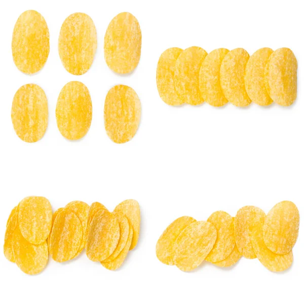 Beyaz Arkaplanda Izole Edilmiş Sarı Patates Cipsi — Stok fotoğraf