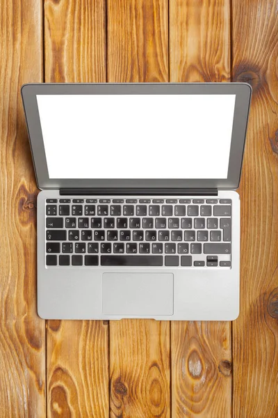 Laptop Notebook Work Wooden Desk — Stock Photo, Image