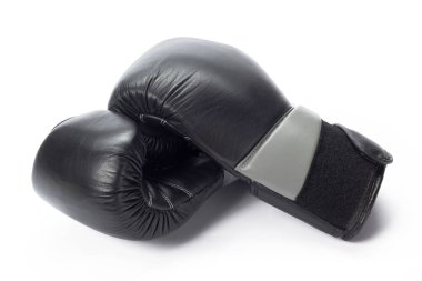 Beyaz bir arka plan üzerinde boks eldiven kapatalım