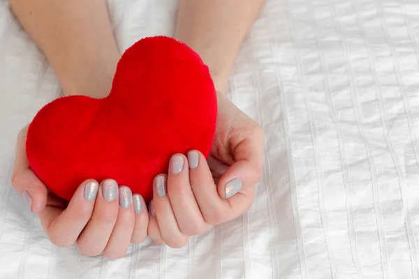 Close Red Heart Hands — Stock Photo, Image