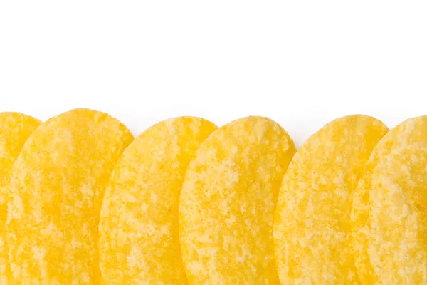 Batatas Fritas Amarelas Isoladas Fundo Branco — Fotografia de Stock