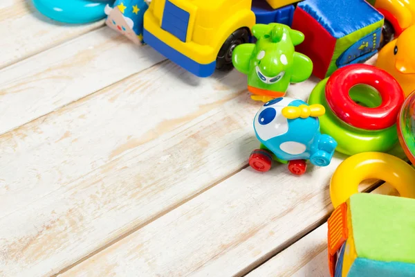 Vista Superior Brinquedos Infantis Coloridos — Fotografia de Stock