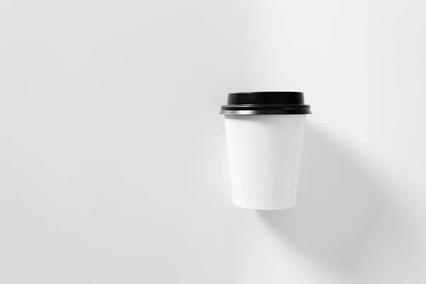 Une Tasse Café Sur Blanc Élément Marque — Photo