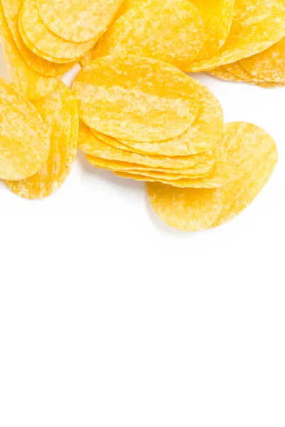 Yellow Potato Chips Isolated White Background — Stock Photo, Image