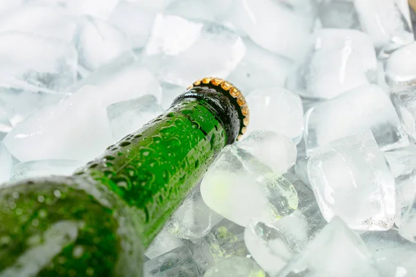 Bottles of cold and fresh beer with ice