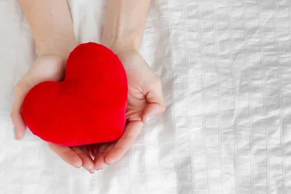 Close Red Heart Hands — Stock Photo, Image