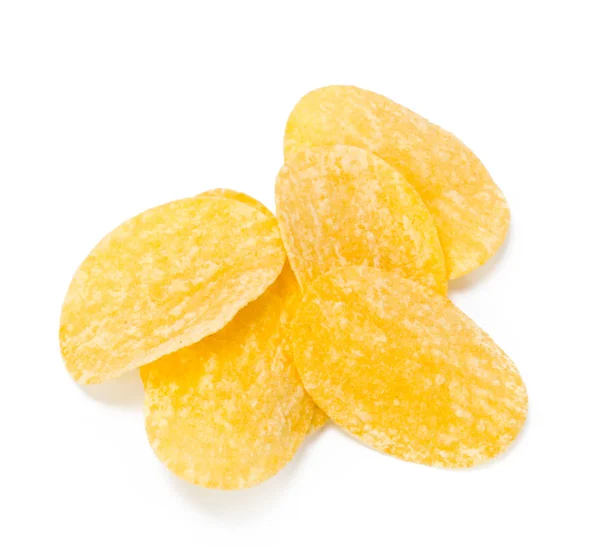 Gul Potatis Chips Isolerad Vit Bakgrund — Stockfoto