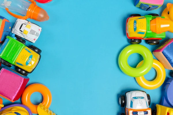 Blick Von Oben Auf Bunte Kinderspielzeuge — Stockfoto