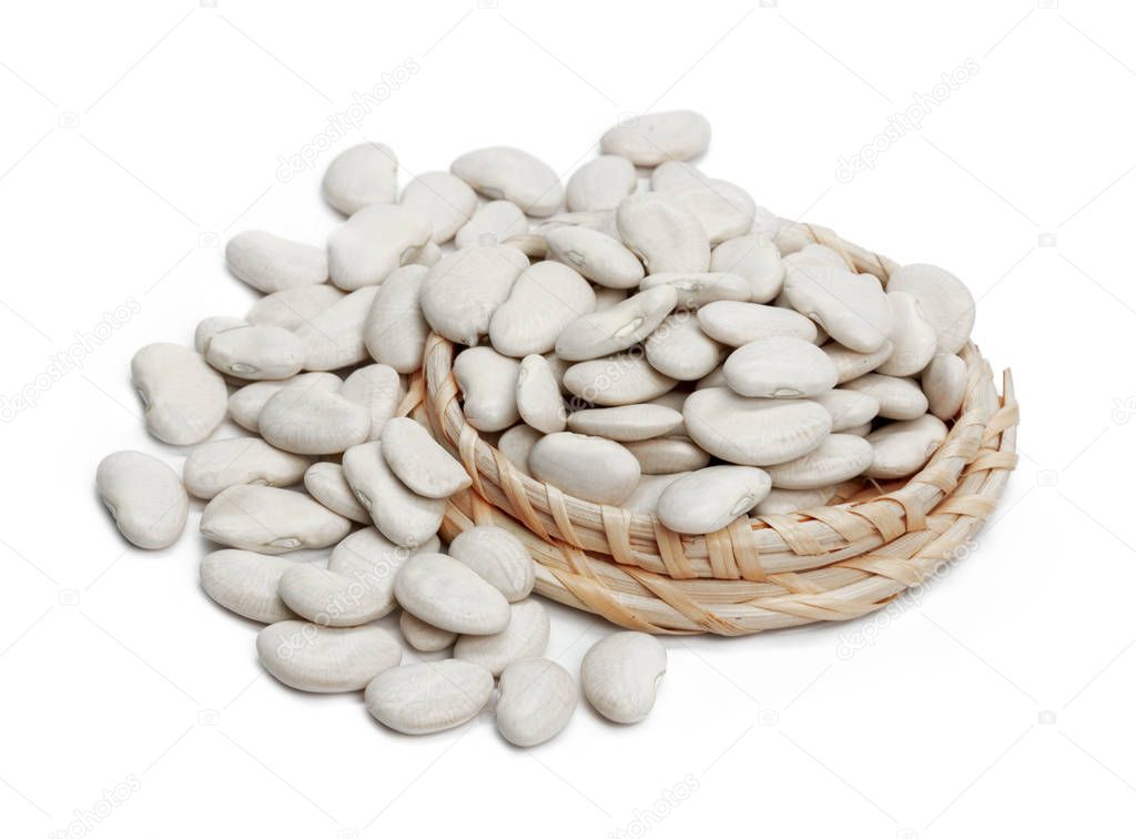 close up of White beans isolated on white background 