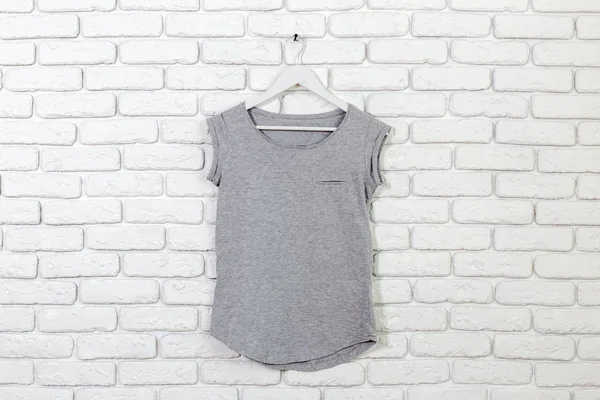 Brick Whitewashed Wall Shirt Hanger — Stock Photo, Image