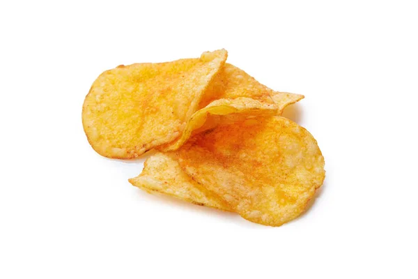 Gelbe Kartoffelchips Isoliert Auf Weißem Hintergrund — Stockfoto