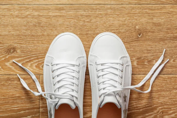 Nya Sneakers Bakgrund Närbild — Stockfoto