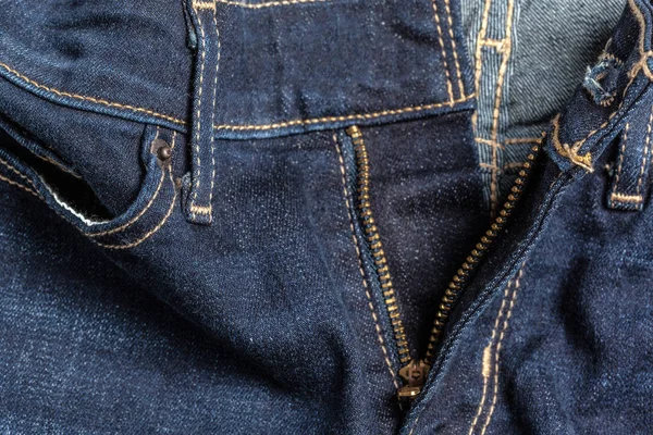 Gros Plan Sur Texture Tissu Des Jeans Bleus — Photo