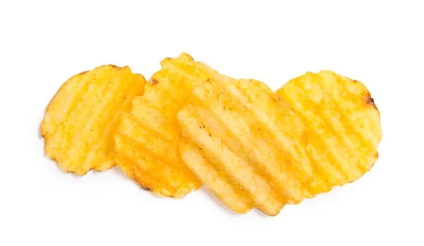 Sarı Patates Cipsi Üzerinde Beyaz Artalanları Izole Kapatmak — Stok fotoğraf