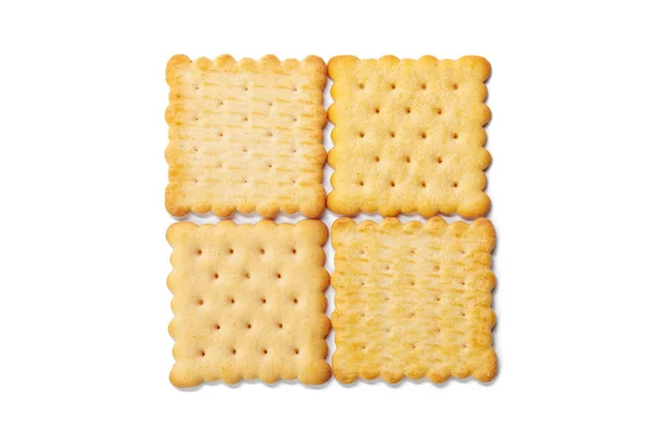 Cracker Cookies Geïsoleerd Witte Achtergrond — Stockfoto