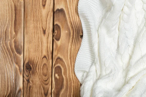 Уютное Вязаное Одеяло Деревянных Досках — стоковое фото