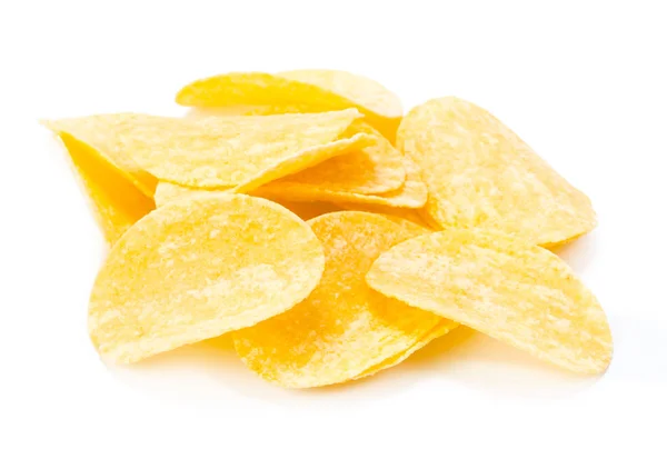 Close Van Gele Chips Geïsoleerd Wit Backround — Stockfoto