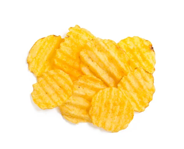 Close Van Gele Chips Geïsoleerd Wit Backround — Stockfoto