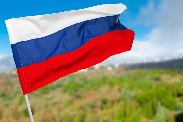 Close Russian Flag Blue Sky — Stock Photo, Image