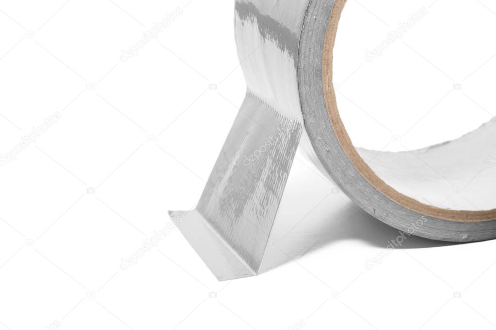 Roll of duct tape isolated on white background, close up 