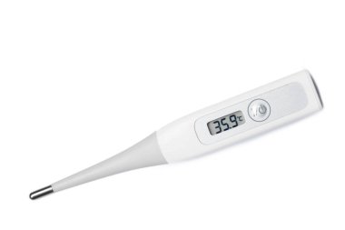 Beyaz arka plan üzerinde izole modern elektronik termometre