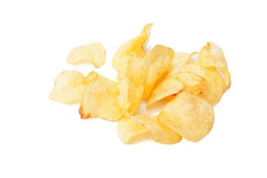 sarı patates cipsi üzerinde beyaz artalanları izole kapatmak