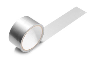 Beyaz arka plan üzerinde izole bant ile rulo, yakın çekim 