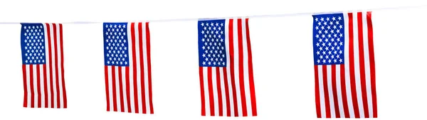 Amerikanische Flaggen Isoliert Auf Weißem Hintergrund — Stockfoto