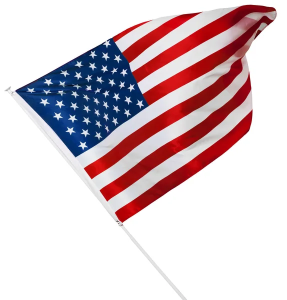 Amerikai Zászló Elszigetelt Fehér Háttér — Stock Fotó