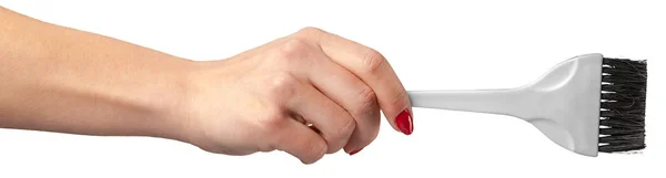 Woman Hand Holding Face Brush Isolated White Background — Stock Photo, Image