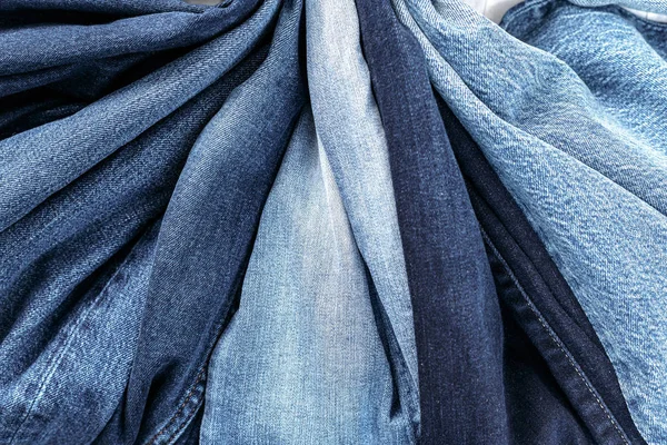 Primo Piano Jeans Denim Diversi — Foto Stock