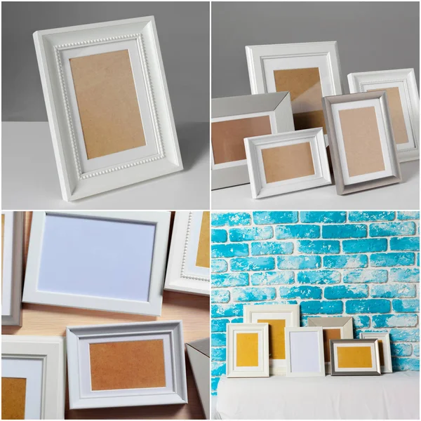 collage of blank white photo frames