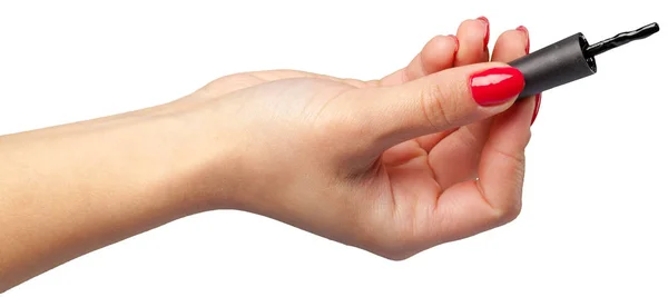 Weibliche Hand Mit Nagellack Isoliert Auf Weißem Hintergrund — Stockfoto