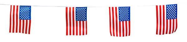 Набор Американских Флагов Белом Фоне — стоковое фото