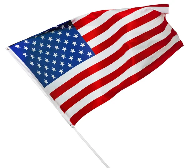 Amerykańska Flaga Białym Tle — Zdjęcie stockowe