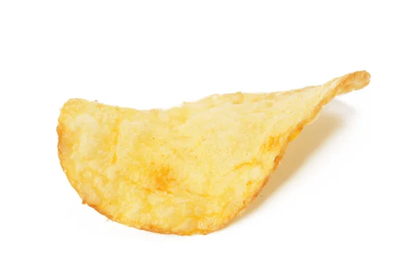 Close Yellow Potato Chips Isolated White Backround — Stock Photo, Image