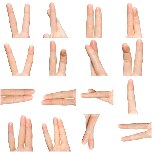 Κολάζ Των Γυναικών Χέρια Χειρονομίες Λευκό Φόντο — Φωτογραφία Αρχείου