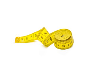 sarı metrik beyaz arka plan üzerinde izole bant ölçme