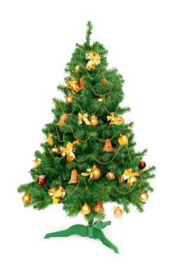 Beyaz arkaplanda izole edilmiş noel ağacı